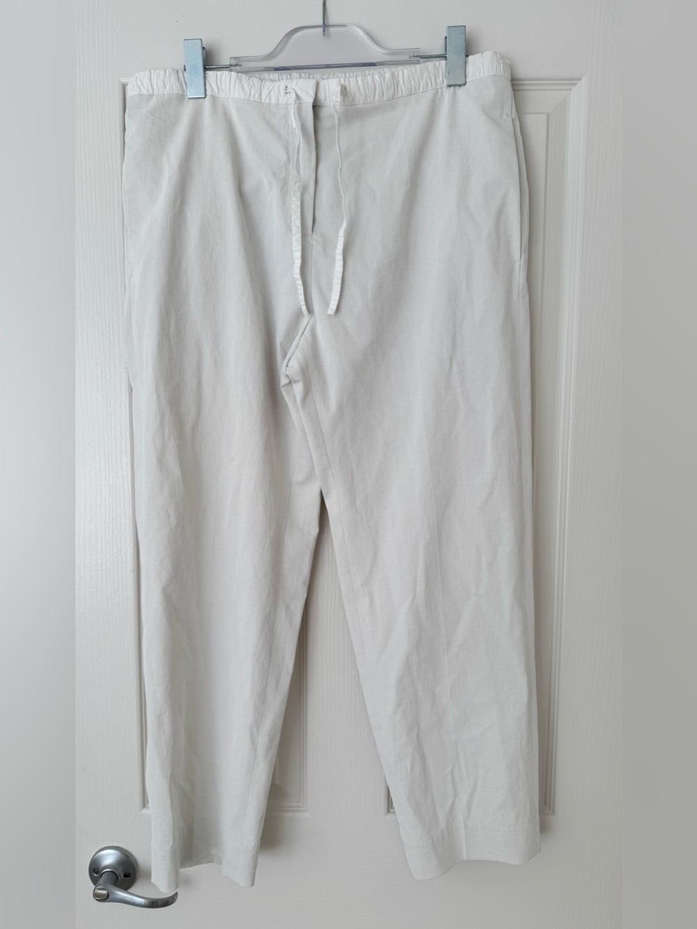 JIL SANDER Cropped Organic Cotton Drawstring Waistband Trousers. Size 10.